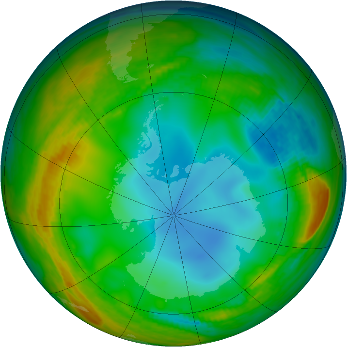 Antarctic ozone map for 06 July 1984